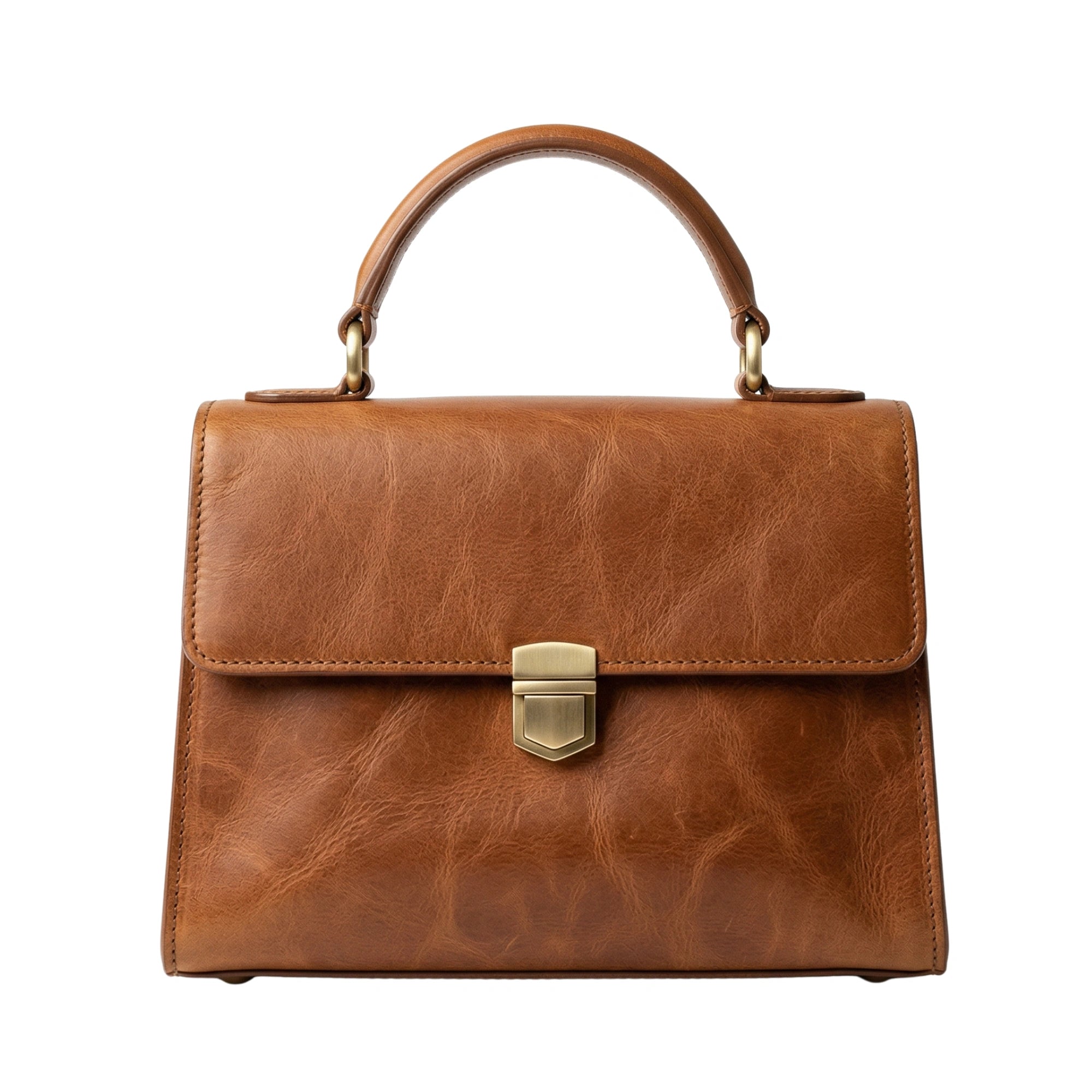 Cutbytwo Leather Structured Top Handle Handbag