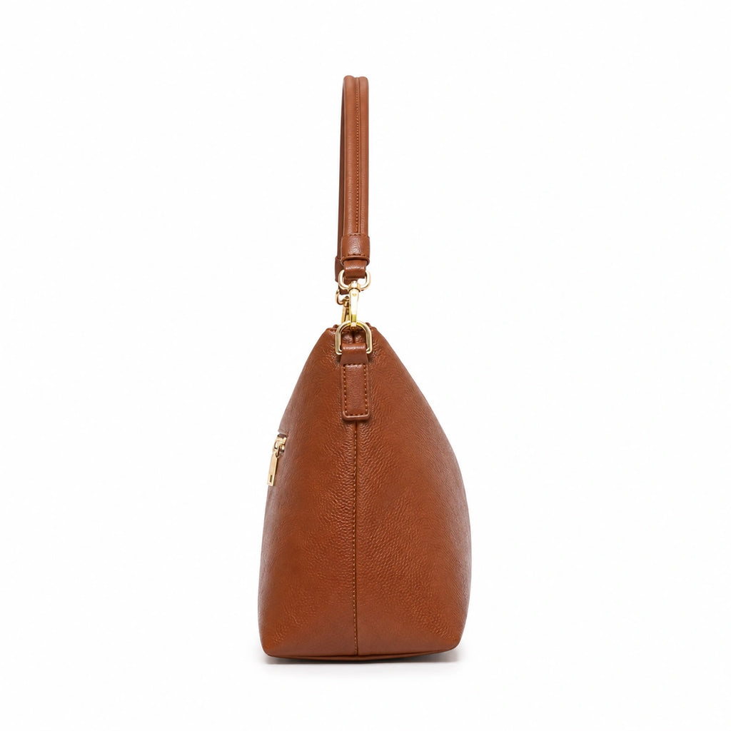 Cutbytwo Brown Grain Leather Shoulder Bag