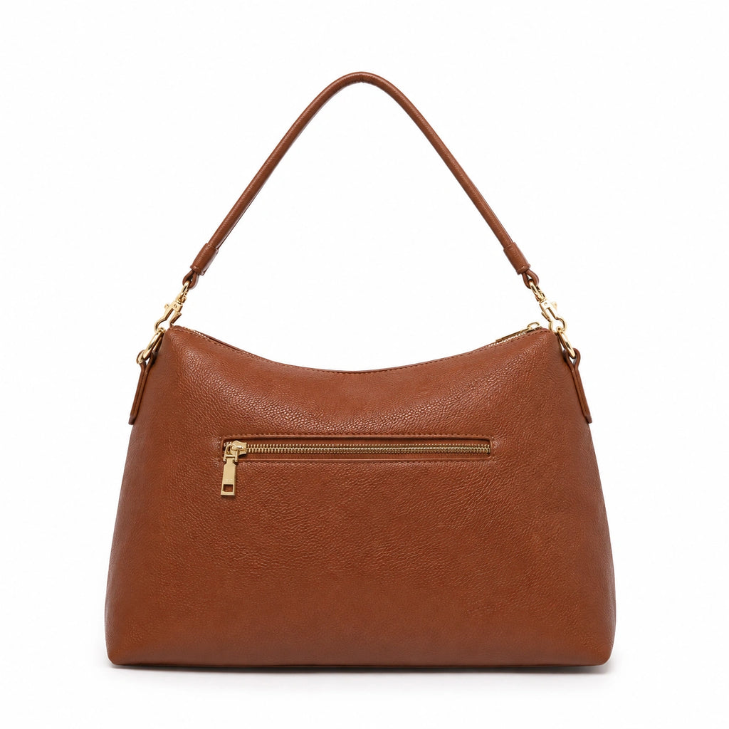 Cutbytwo Brown Grain Leather Shoulder Bag