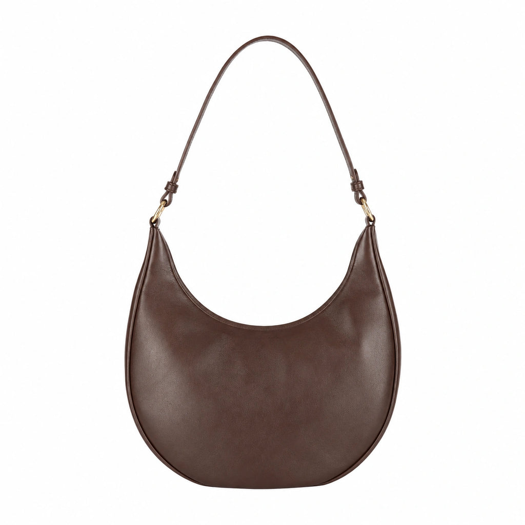 Cutbytwo Brown Leather Crescent Shoulder Bag